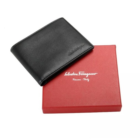 New Authentic Salvatore Ferragamo Wallet Embossed Logo Leather Bifold Black - Picture 6 of 6